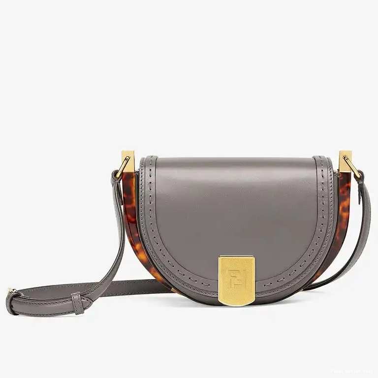 Affordable ROMA Moonlight Bag Grey Leather Calf In Logo Fendi 0512